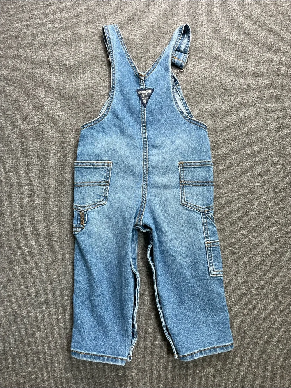 OshKosh B'Gosh Unisex 18M Classic Denim Overalls Adjustable Straps Snap